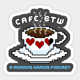 Cafe, BTW pixel art red hearts coffee mug Sticker